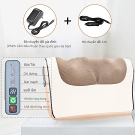 Gối massage cổ vai gáy hồng ngoại Okato Seka Nhật Bản 6 chức năng