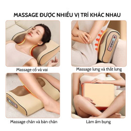 Gối massage cổ vai gáy hồng ngoại Okato Seka Nhật Bản 6 chức năng