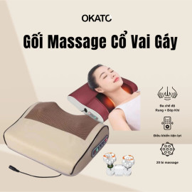 Gối massage cổ vai gáy hồng ngoại Okato Seka Nhật Bản 6 chức năng
