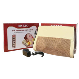 Gối massage cổ vai gáy hồng ngoại Okato Seka Nhật Bản 6 chức năng