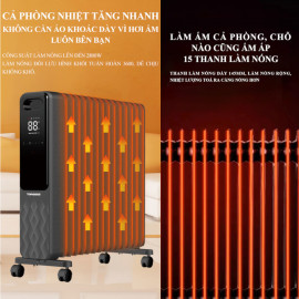 Máy sưởi dầu 15 thanh Tiross TS9222 công suất 2800W kèm khiển từ xa