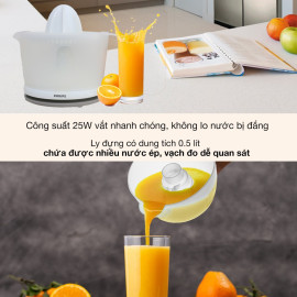Máy vắt cam Philips HR2738/00 công suất 25W, bảo hành 24 tháng chính hãng