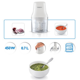 Máy xay thịt PHILIPS HR1393/00 dung tích 0.7L công suất 450W - Hàng Chính Hãng