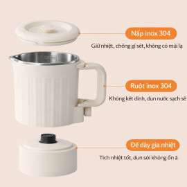 Nồi nấu điện mini đa năng Besky Kettle KN-1008 dung tích 0.8L, công suất 800W