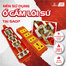 Ổ cắm điện 3 cửa lõi sứ có dây Ominsu Q3500C 3500w dây 10m, bảo hành 2 năm