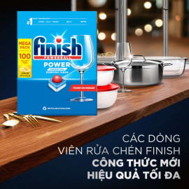 Hộp 100 viên rửa chén bát Finish Power Essential All in 1 hương chanh