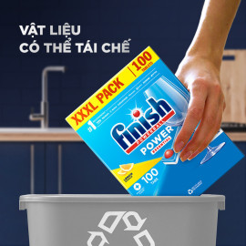 Hộp 100 viên rửa chén bát Finish Power Essential All in 1 hương chanh