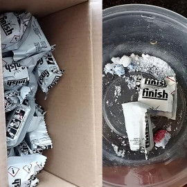 Hộp 100 viên rửa chén bát Finish Power Essential All in 1 hương chanh