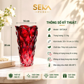 Bình hoa thủy tinh dáng sóng Ombre Seka SKT28LR size 28x16cm