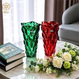 Bình hoa thủy tinh dáng sóng Ombre Seka SKT28LR size 28x16cm
