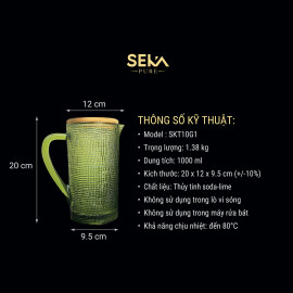 Bình thủy tinh cao cấp vân lưới dập nổi SEKA SKT10G1 dung tích 1L