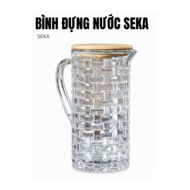 Bình nước thủy tinh vân caro Seka SKT10W1 dung tích 1L nắp tre