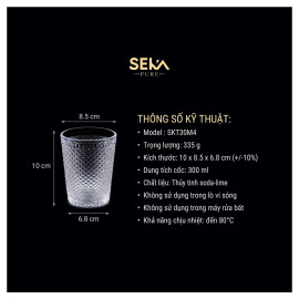 Bộ 4 cốc thủy tinh vân kim cương 300ml Seka SKT30M4