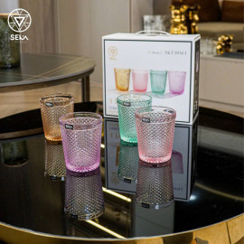 Bộ 4 cốc thủy tinh vân kim cương 300ml Seka SKT30M4