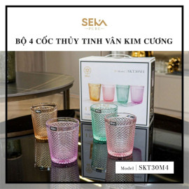 Bộ 4 cốc thủy tinh vân kim cương 300ml Seka SKT30M4