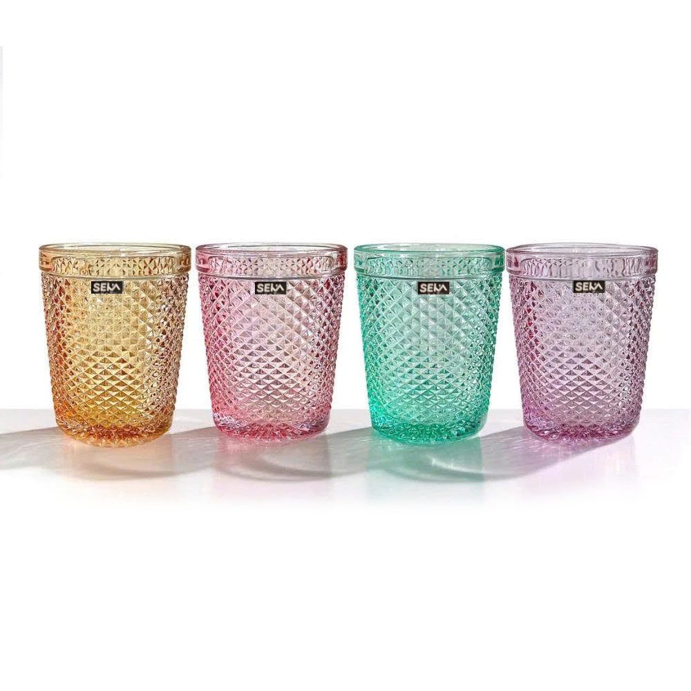 Bộ 4 cốc thủy tinh vân kim cương 300ml Seka SKT30M4
