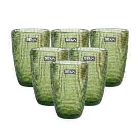 Bộ 6 cốc thủy tinh vân lưới dập nổi 420ml SEKA SKT42C6 xanh