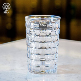 Bộ 6 cốc thủy tinh vân caro 350ml Seka SKT35S6 màu trắng