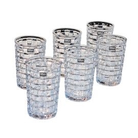 Bộ 6 cốc thủy tinh vân caro 350ml Seka SKT35S6 màu trắng