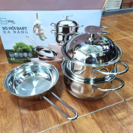 Bộ nồi xửng Inox 304 đúc liền Baby Fivestar Plus FPB3005 kèm Chảo 16cm