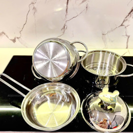 Bộ nồi xửng Inox 304 đúc liền Baby Fivestar Plus FPB3005 kèm Chảo 16cm