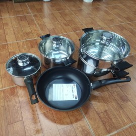 Bộ nồi xửng, quánh Inox 304 Fivestar FS08CGSW tặng Chảo chống dính 26cm