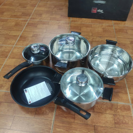 Bộ nồi xửng, quánh Inox 304 Fivestar FS08CGSW tặng Chảo chống dính 26cm