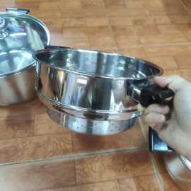 Bộ nồi xửng, quánh Inox 304 Fivestar FS08CGSW tặng Chảo chống dính 26cm