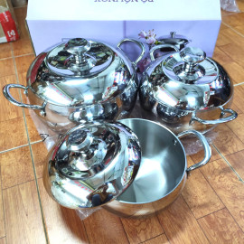 Bộ 3 nồi Inox 304 đúc liền 3 lớp hình táo Fivestar Plus FPB3006 size 18/20/24cm