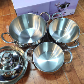 Bộ 3 nồi Inox 304 đúc liền 3 lớp hình táo Fivestar Plus FPB3006 size 18/20/24cm