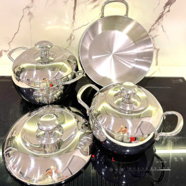 Bộ 3 nồi Inox 304 đúc liền 3 lớp hình táo Fivestar Plus FPB3006 size 18/20/24cm