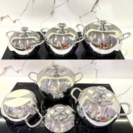 Bộ 3 nồi Inox 304 đúc liền 3 lớp hình táo Fivestar Plus FPB3006 size 18/20/24cm