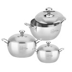 Bộ 3 nồi Inox 304 đúc liền 3 lớp hình táo Fivestar Plus FPB3006 size 18/20/24cm