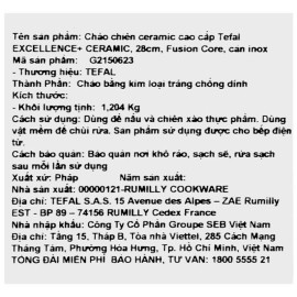 Chảo chiên chống dính 28cm Tefal Excellence+ Ceramic Fusion Core G2150623 - Made in France