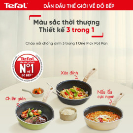 Chảo sâu lòng chống dính có nắp 22cm Tefal One Pick Pot Pan G1802524 đáy từ