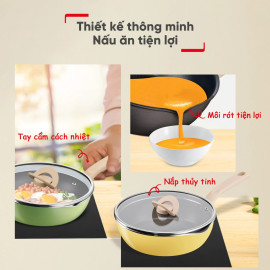Chảo sâu lòng chống dính có nắp 22cm Tefal One Pick Pot Pan G1802524 đáy từ