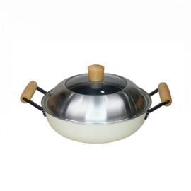 Chảo gang tráng men chống dính tự nhiên Nitrigan La gourmet 24cm kèm vung Inox