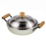 Chảo gang 2 tay cầm chống dính tự nhiên Nitrigan La gourmet 32cm tặng vung Inox
