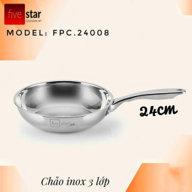Chảo inox 304 đúc liền khối 3 lớp Fivestar Plus FPC24008 size 24cm