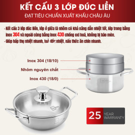 Chảo lẩu Inox 304 đúc liền khối Fivestar Plus 32cm FPCL32001
