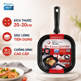 Chảo vuông chống dính cao cấp Daikin Kakusee 20cm đáy từ - Hàng nội địa Nhật