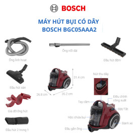 Máy hút bụi dạng hộp có dây Bosch BGC05AAA2 công suất hút 10000 Pa