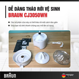 Máy vắt cam Braun CJ3050WH quay 2 chiều, công suất 60W chuẩn Đức