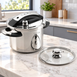 Nồi áp suất 6L Inox 304 NutriPro Cooker Fivestar Plus kèm vung kính 22cm