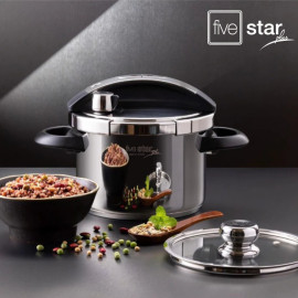 Nồi áp suất 6L Inox 304 NutriPro Cooker Fivestar Plus kèm vung kính 22cm