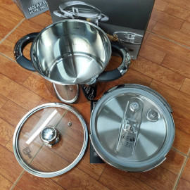 Nồi áp suất 6L Inox 304 NutriPro Cooker Fivestar Plus kèm vung kính 22cm