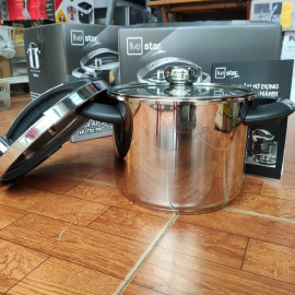 Nồi áp suất 6L Inox 304 NutriPro Cooker Fivestar Plus kèm vung kính 22cm