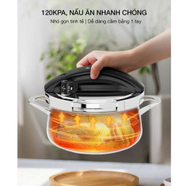 Nồi áp suất cơ Inox 304 đúc liền Lumias 3L LPC-068, kèm xửng hấp