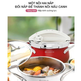 Nồi áp suất cơ Inox 304 đúc liền Lumias 3L LPC-068, kèm xửng hấp