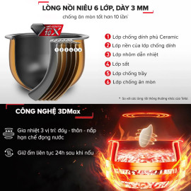 Nồi cơm điện cao tần 1.8L Tefal Rice Master 3D Max RK819868